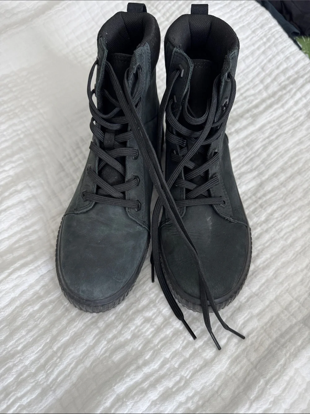 Timberland Black Lace-Up Ankle Boots with Orange Logo